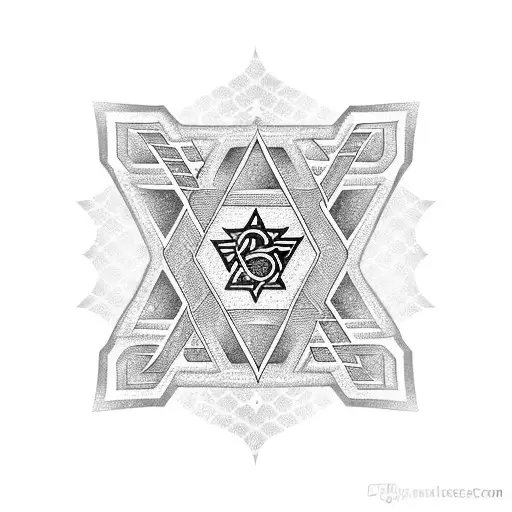 Polynasian Style Armband Tattoo With Star Of David Incorporated Into The Patterns