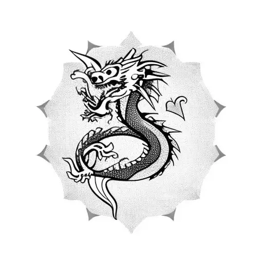 Dragon With Heart For Chest Shoulder Arm