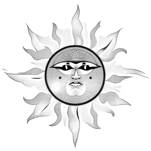 A Sun Surrounded By Birds Flying