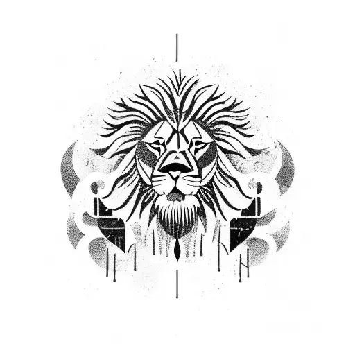 A Majestic Lion Playing A Musical Instrument In A Serene Forest