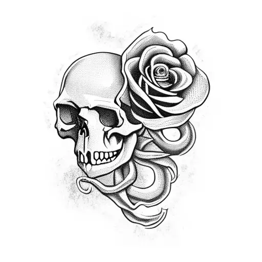 Skull Squid With Rose And Blood