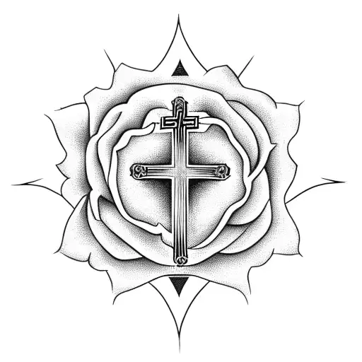 Christian Cross With Rose