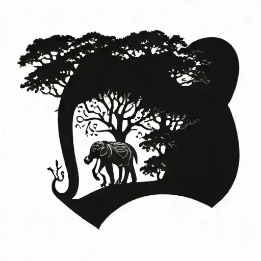 Elephant Under Tree Of Life