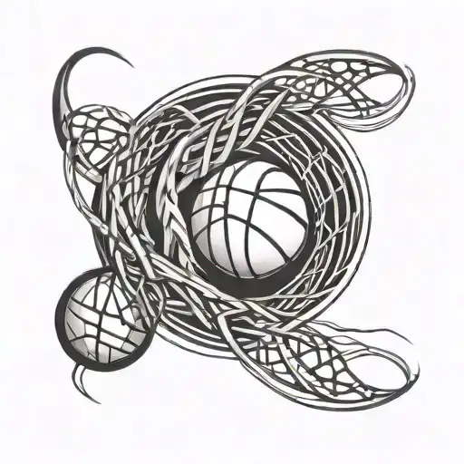 Abstract Representation Of Muscle Fibers Intertwined With Basketball Lines