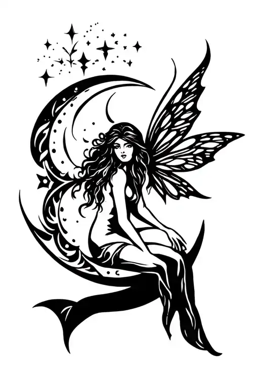 Fairy Sitting On Moon