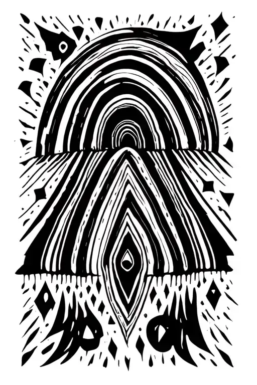 Psychedelic Rainbow With Geometric Shapes