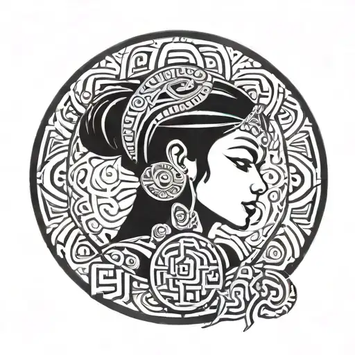 Bondage Girl On Center Circle Maori Style