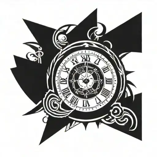 Clock With Sagittarius Hour Hand With Tiny Gothic Edges