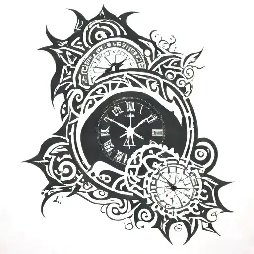 Clock With Gothic Edges On The Sides Left Side