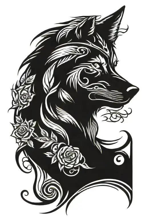 Wolf Blended By Roses