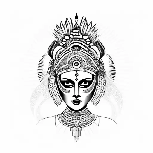 Modern Faceless Goddess With Traditional Indian Outfit