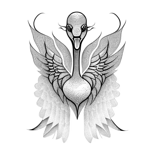 Feminine Scary Swan With Wings