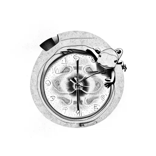 Lizard Trapped In A Broken Clock