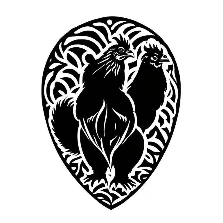 Chicken Standing On A Bears Back