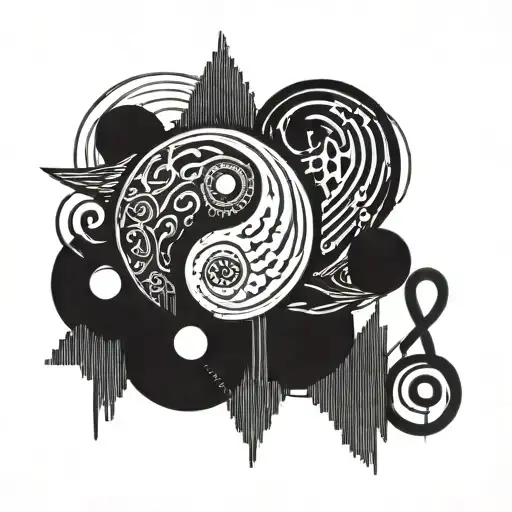 An Intricate Yin And Yang Symbol Made Of Programming Code And Music Notes