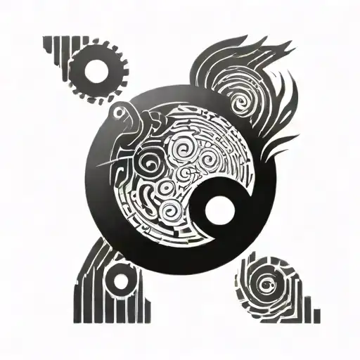 An Intricate Yin And Yang Symbol Made Of Programming Code And Music Notes
