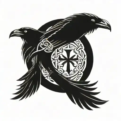 Huginn Raven Mixing Norse And Celtic Cross