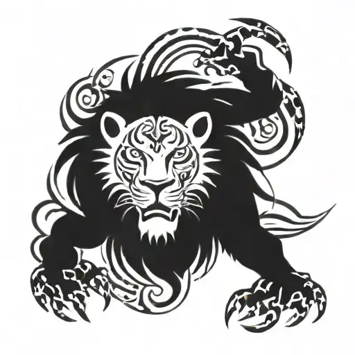 Filipino Lion With Surrounding 5 Hands