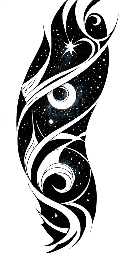 Full Sleve Tattoo Galaxy Theme