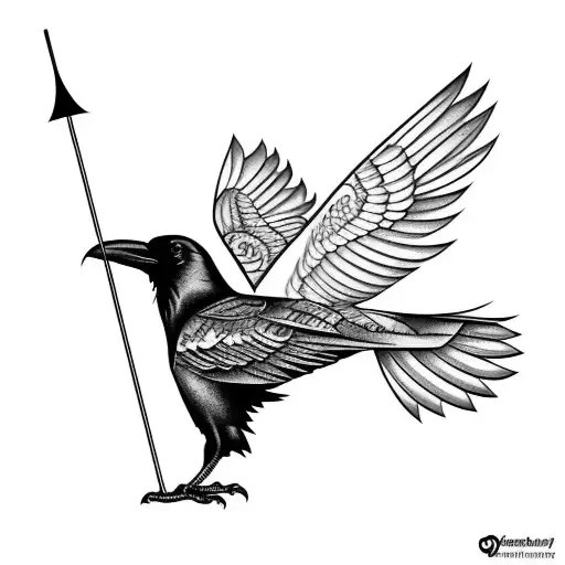 Raven With Holding An Arrow In Its Claws