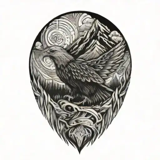 Parents And Eagle And Mountain Peak