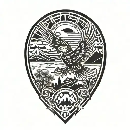 Phillipines And Eagle And Mountain Scene With Trees