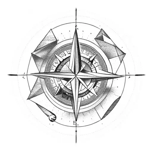 Capricorn And Mountains And Compass