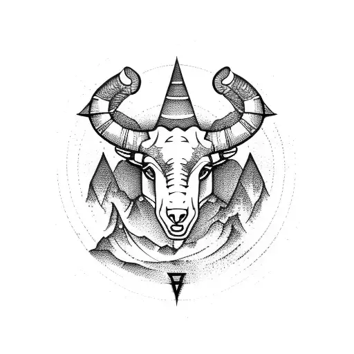 Capricorn Symbol And Mountain On Eternal Knot