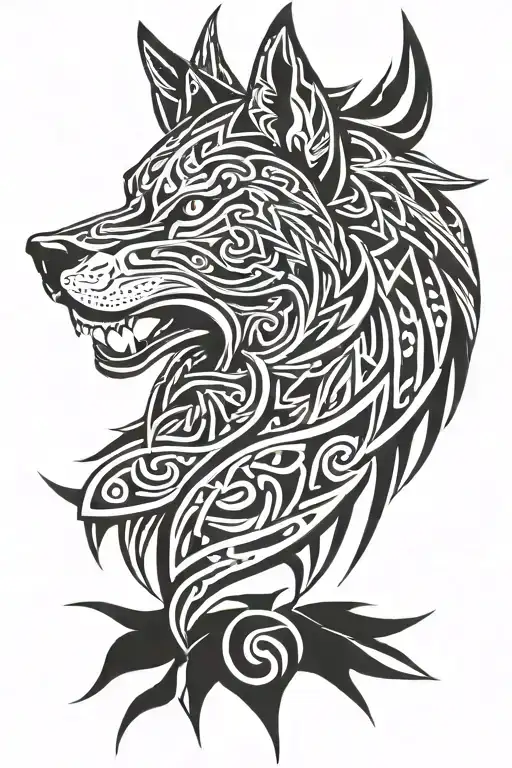 Celtic Tribal Wolf Head