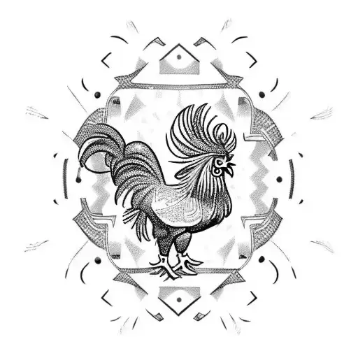 A Rooster With A 93 In The Background And Number 8 Somewhere In The Mix