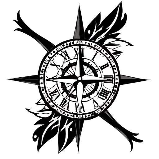 Clock With Compass Rose