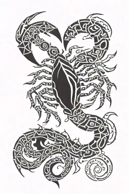 Tribal Scorpion With 6-8-73 In Roman Numerals Surrounded