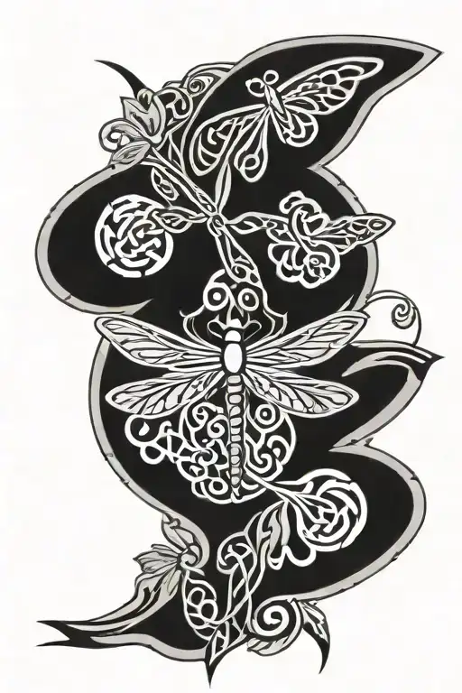 Celtic Dragonfly With Celtic Knot Clover