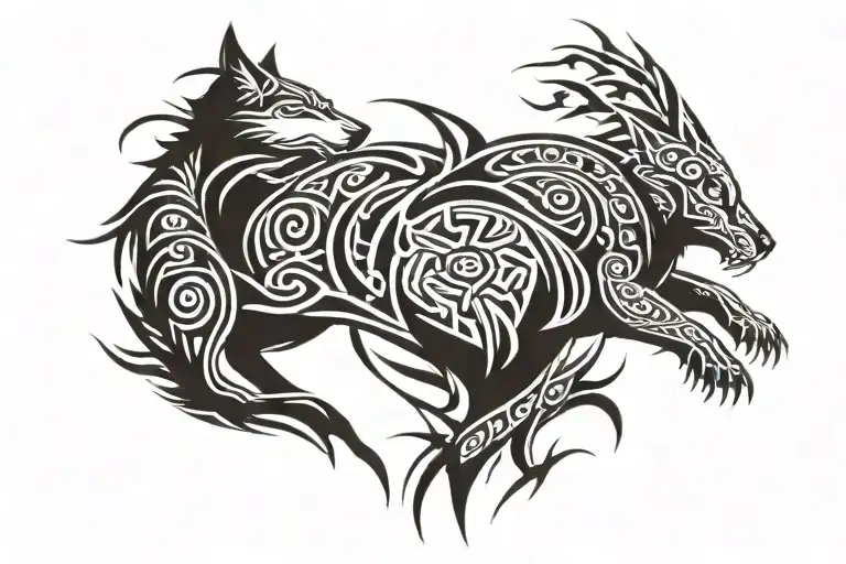 Tribal Turtle And Wolf Lightning