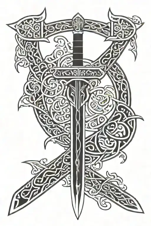 An Irish Cetic Longsword Inscribed In Gaelic