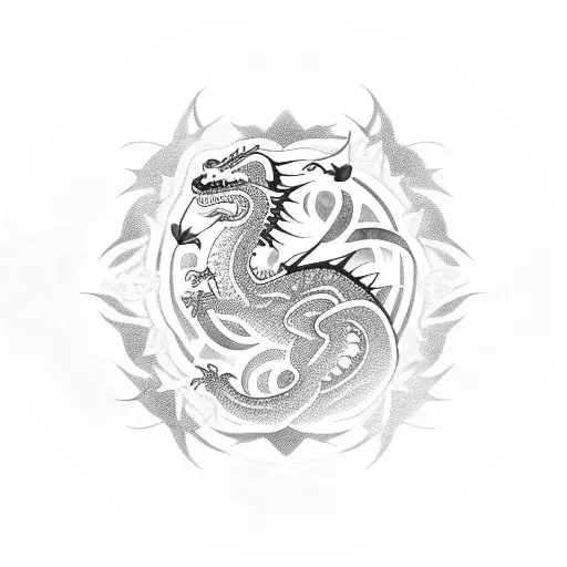 Galactic Dragon With Roses And Lotus