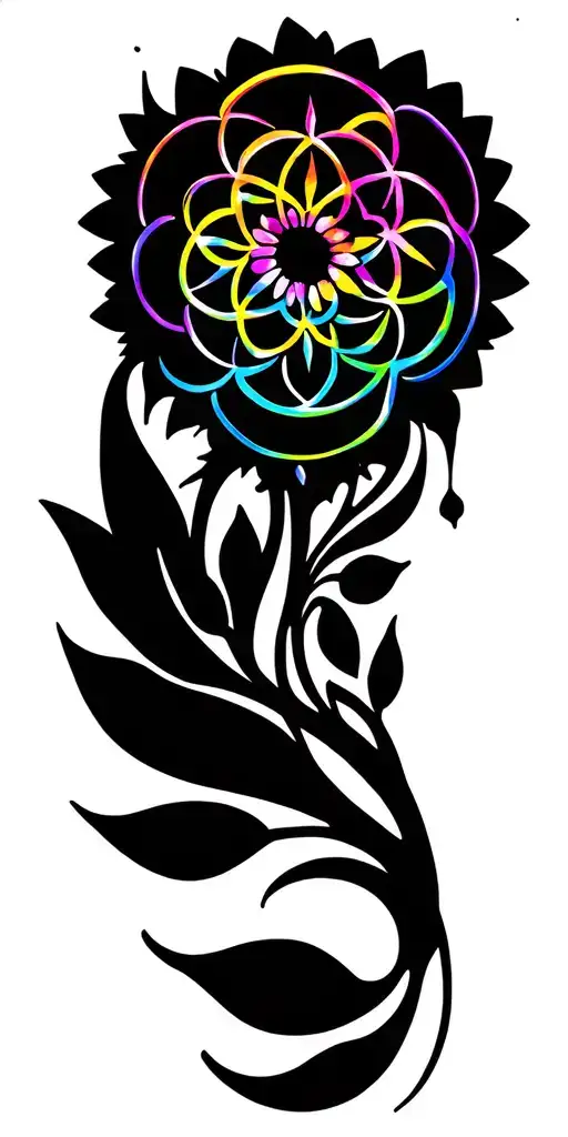 Flower Of Life Surrounded By Colorful Light