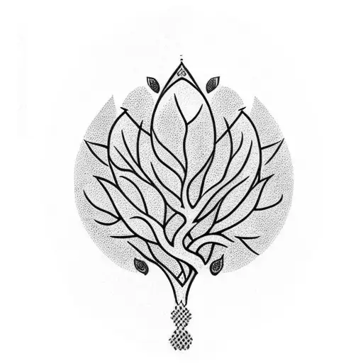 Sleeve Tattoo Centered Around A Pear Tree
