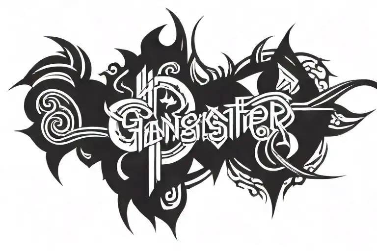 Gangster Calligraphy And Tribal Design Combining Elements