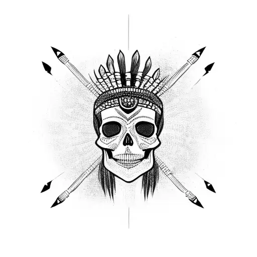 Skull With Indian Head Dress