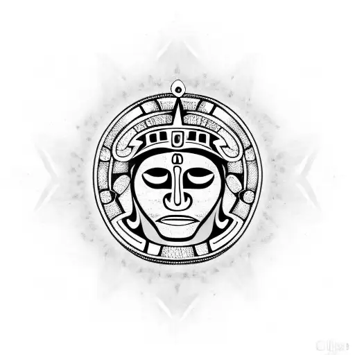 Inca Face With Macar And Jaguar Crown