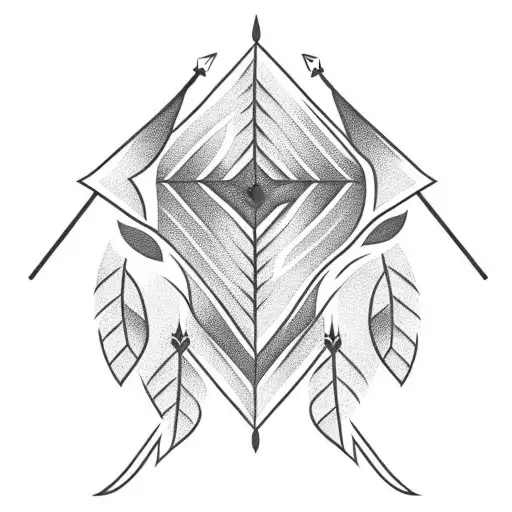 Black And Red Native Made Arrow With Feathers