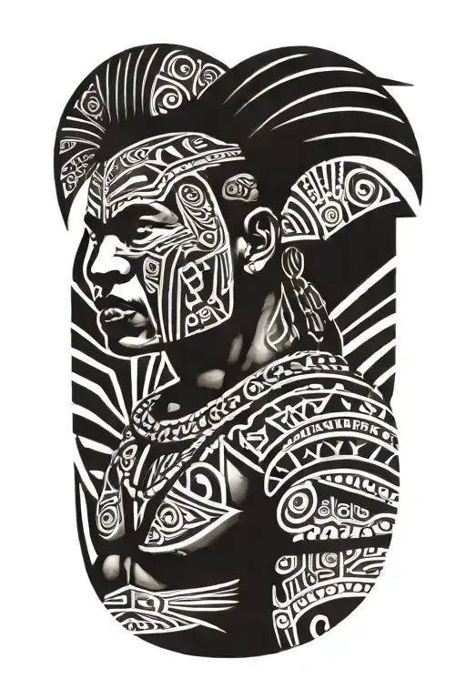 A Polynesian Warrior Adorned With Traditional