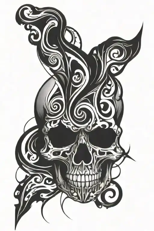 Dark Abstract With Skull Face Inside