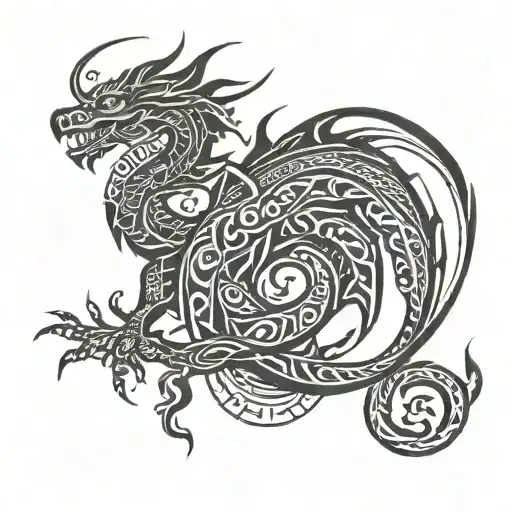 Dragon And Polynesian Warrior