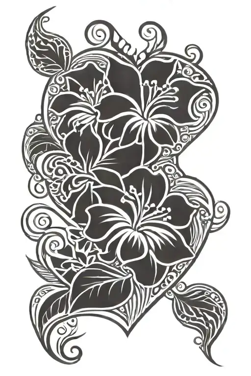 Maori Hibiscus Flower Heart Mother Son Holding Hands