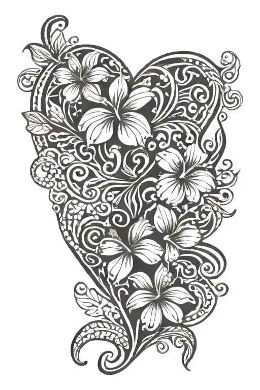 Maori Hibiscus Flower Heart Mother Son