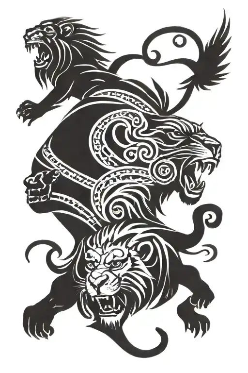 Monkey And Lion Roaring