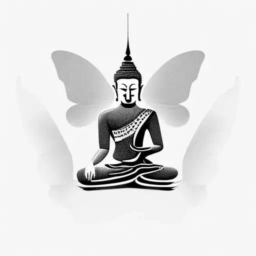 Butterfly And Thai Buddha