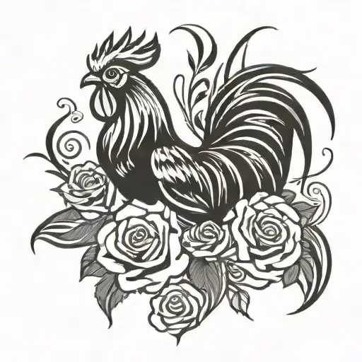 Rooster And Roses Tatto